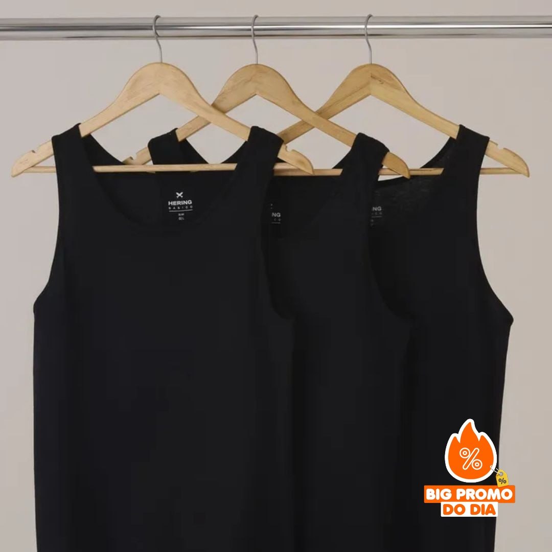 Kit 3 Regatas Masculinas Slim Hering