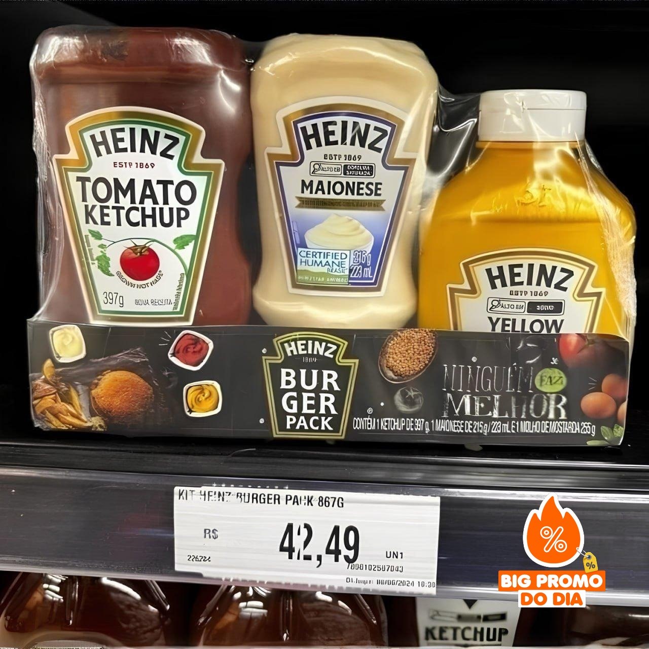 Heinz Pack Hamburguer Ketchup 397g + Maionese 215g + Mostarda 255g