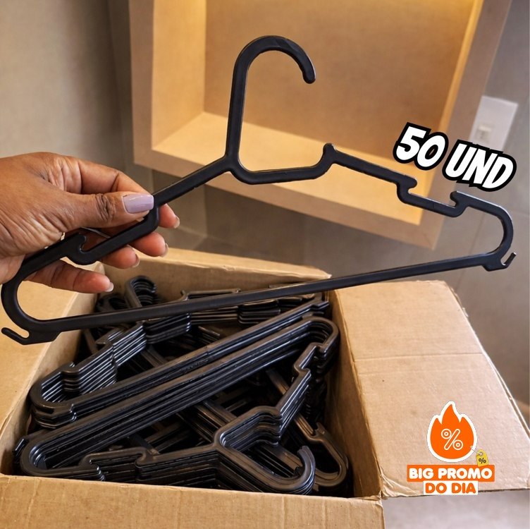 Kit 50 Unidades Cabide Adulto Roupa Reforçado