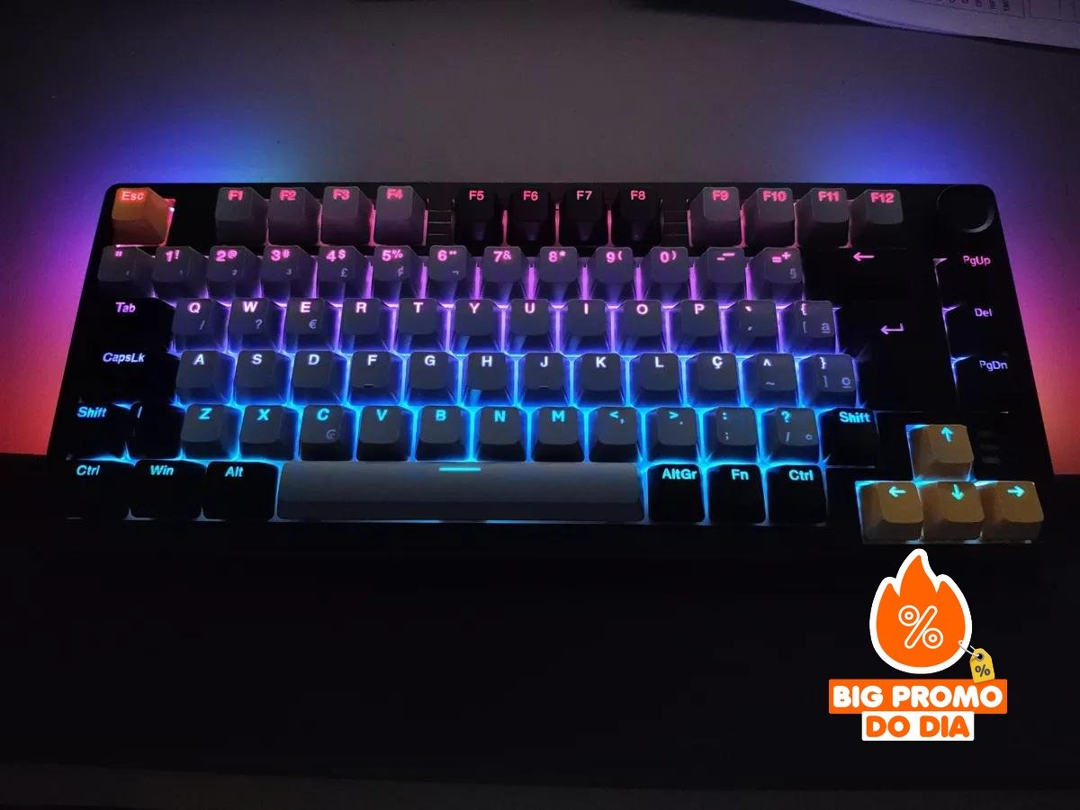 ⌨️ Teclado Mecânico Gamer 75% 82 Teclas RGB Hot Swappable ABNT2 USB-C/Bluetooth