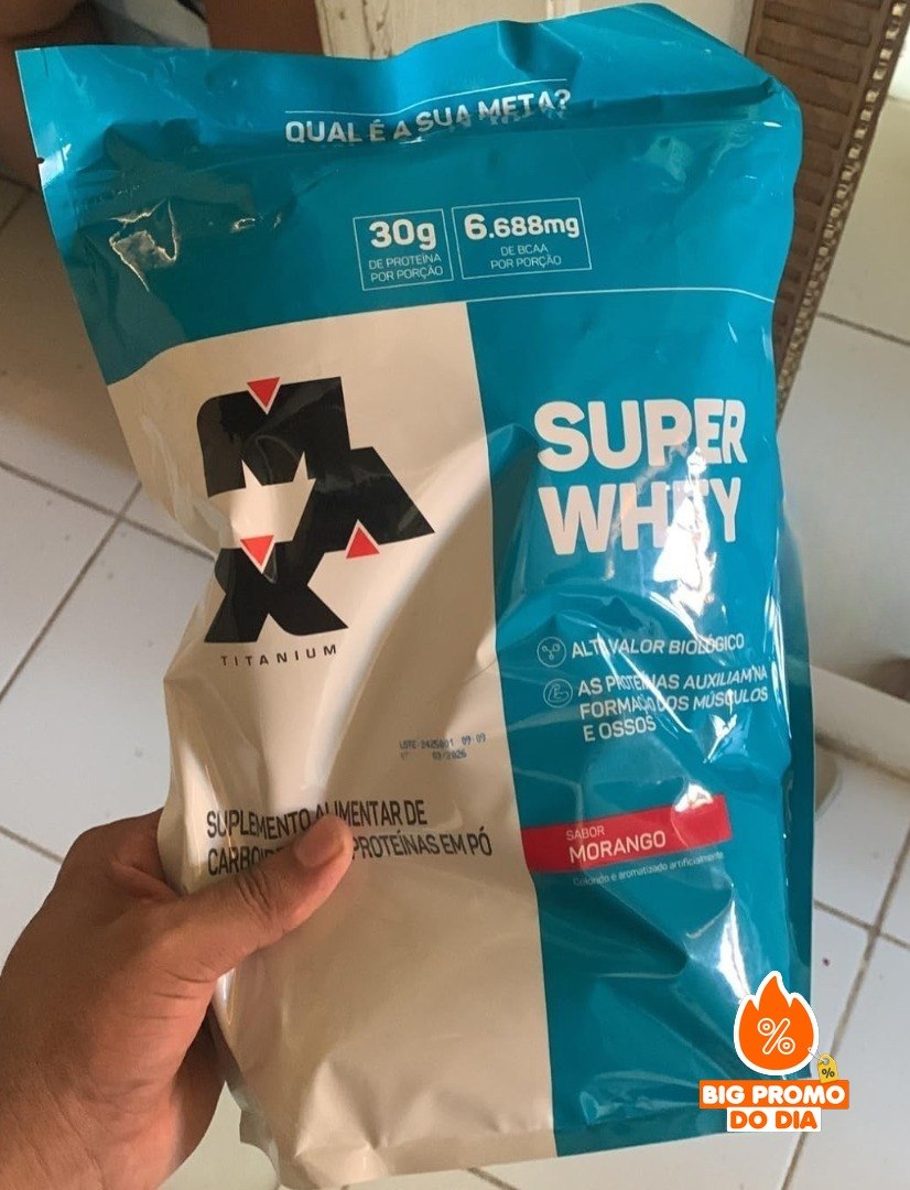 Max Titanium Super Whey 900g - Sabor Morango