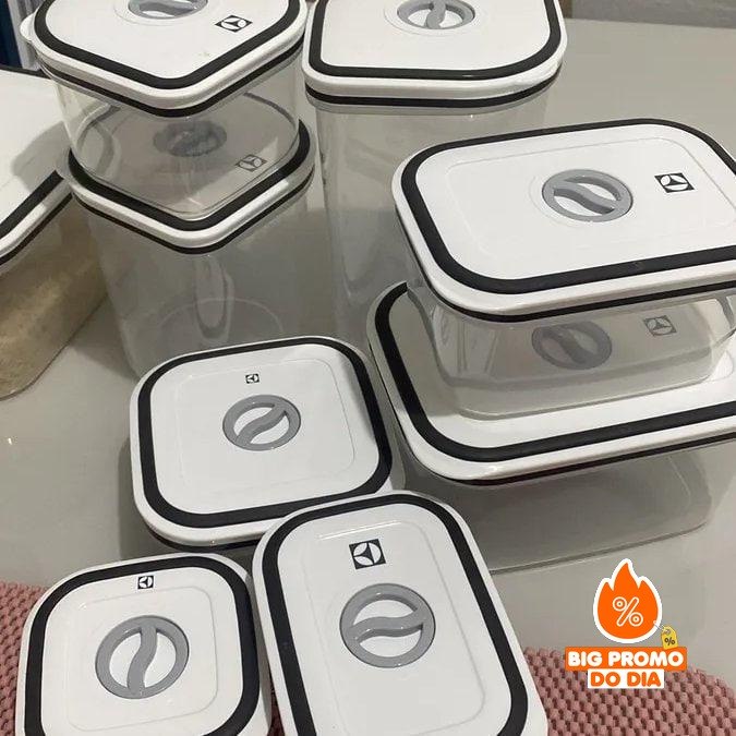 Potes Herméticos de Plástico Cinza Escuro com 8 Unidades - Electrolux
