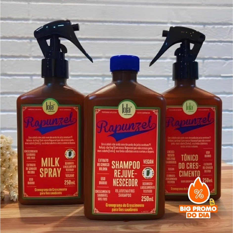 Kit Lola Cosmétics Crescimento Rapunzel (Shampoo, Tônico Capilar e Leave-in)