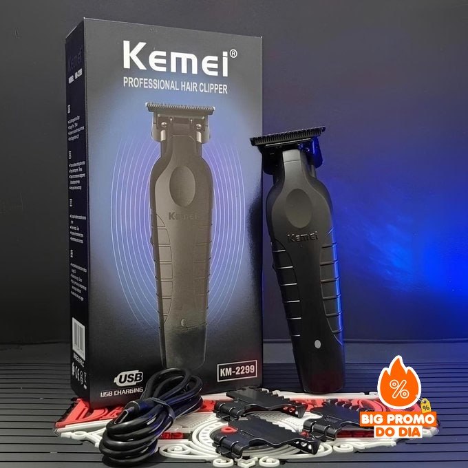 🪒 Barbeador e Cortador de Cabelo 3 Em 1 Kemei
