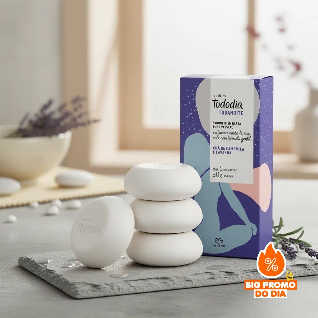 Kit com 5 Sabonetes Natura Tododia Chá de Camomila e Lavanda 90g