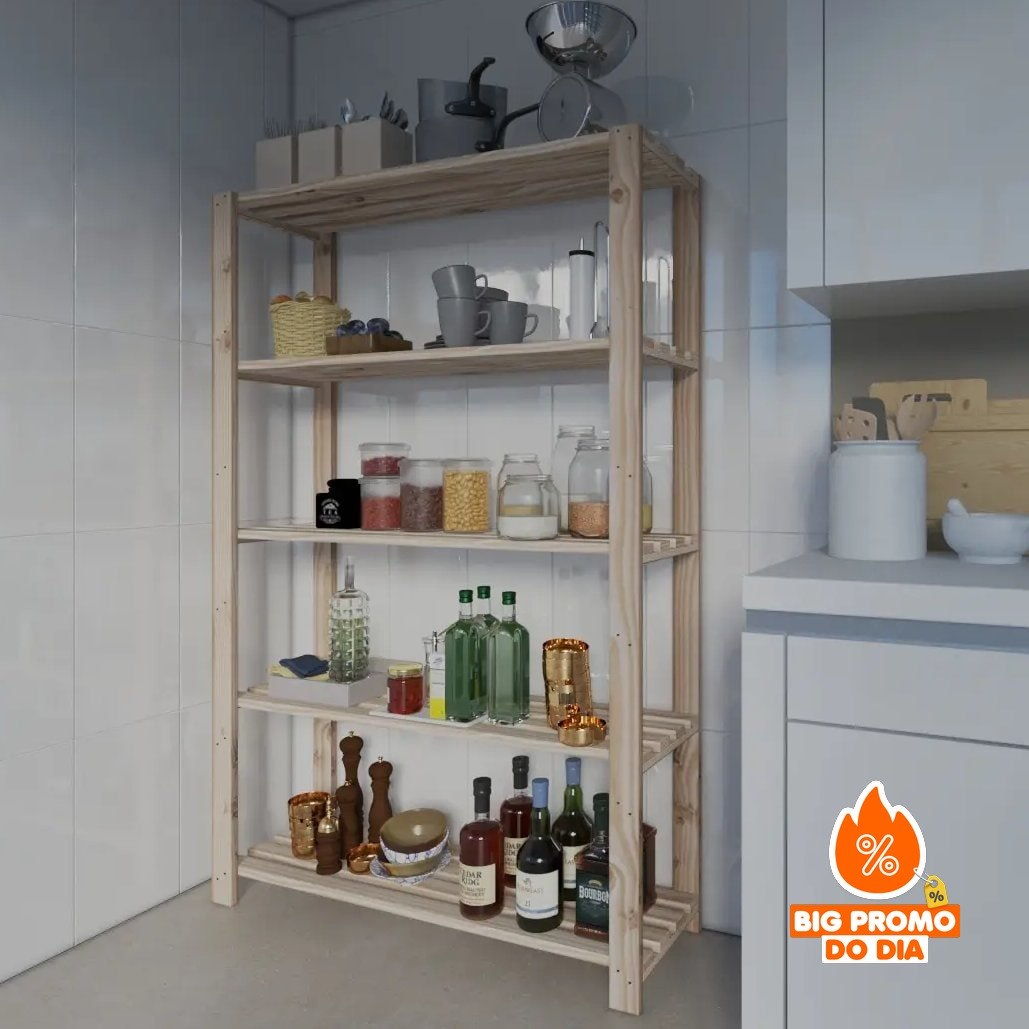Organizadora Vertical 5 Prateleiras Madeira Pinus