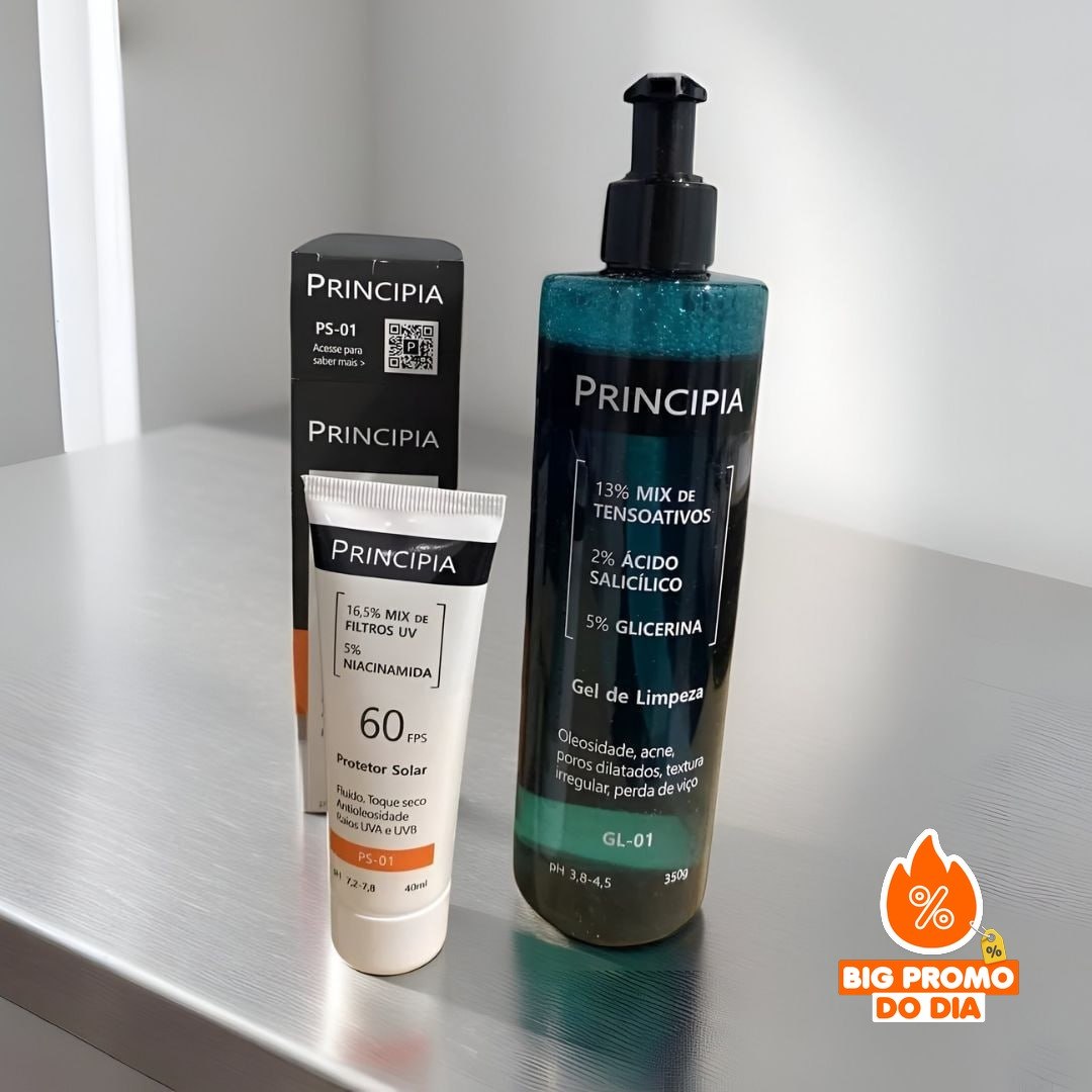 Kit Gel De Limpeza GL-01 + Protetor Solar Facial PS-01 FPS 60 Principia