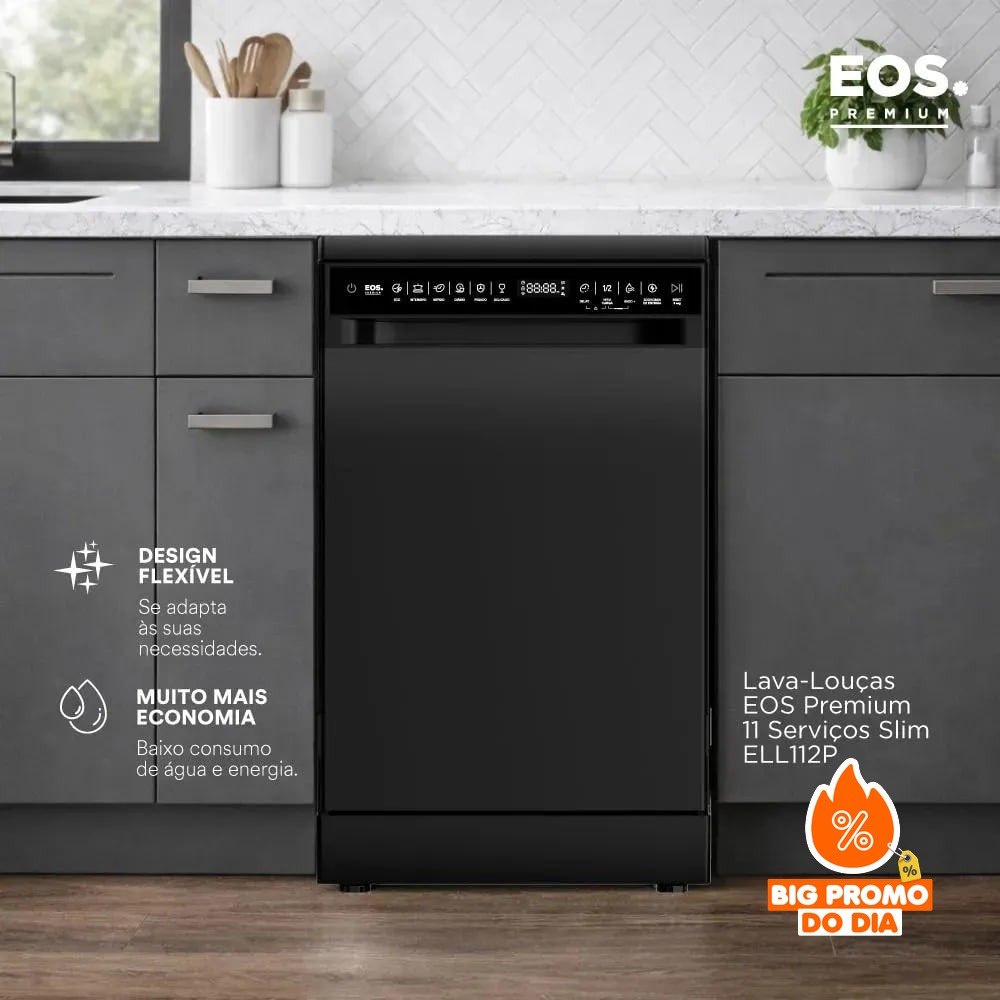 Lava-louças Eos Premium 11 Serviços Slim All Black