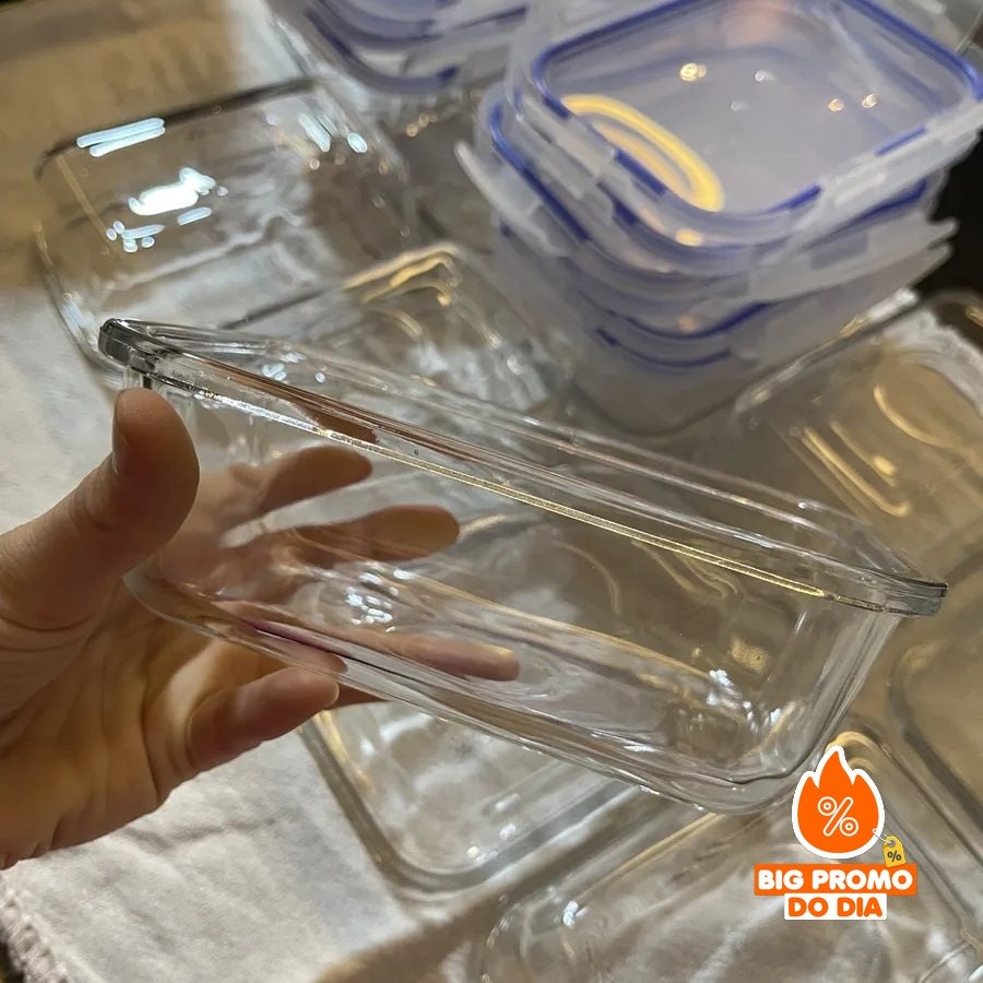 Kit 10 Pote De Vidro Marmita Hermético 640ml