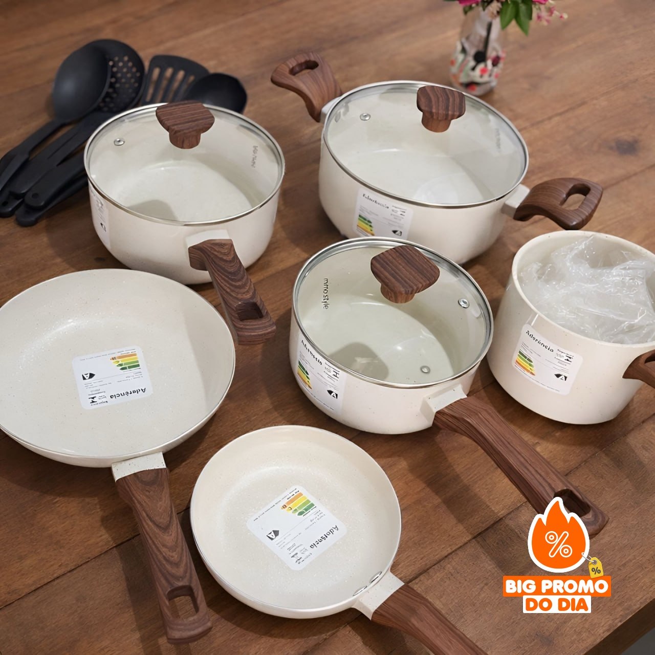 Jogo De Panelas Indução Mimo Style Cerâmica 10 Peças