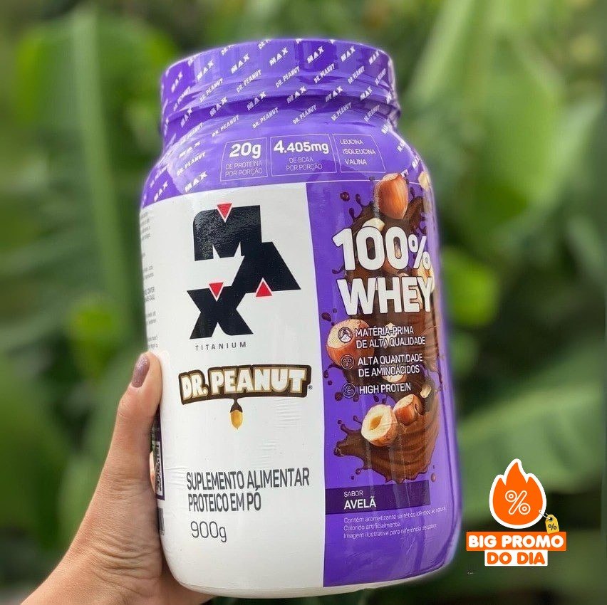 Whey Max Titanium x Dr. Peanut 100% (900g), Sabor Avelã