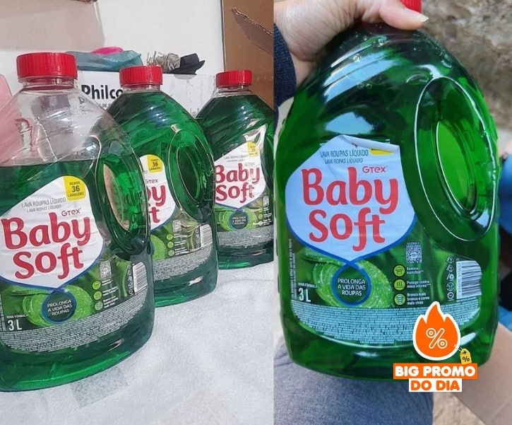 🫧 Kit 3 Lava Roupas Líquido Baby Soft Total Max 3L Verde