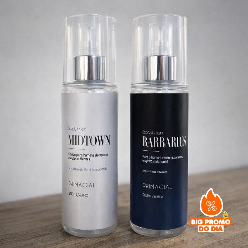 KIT BODY SPLASH MASCULINO BARBARIUS E MIDTOWN 200ML