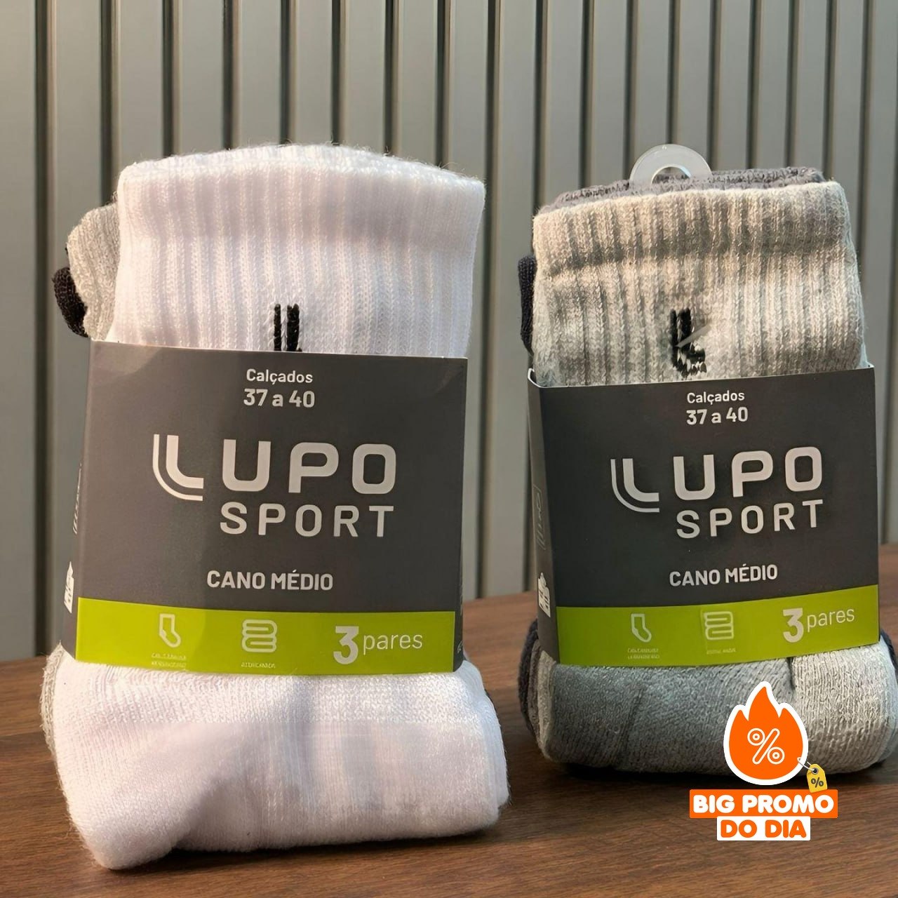 Kit com 6 Pares Meias Lupo Cano Médio