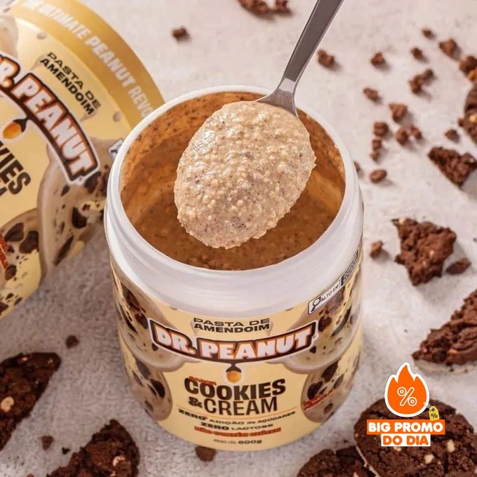 Pasta de Amendoim Dr. Peanut sabor Cookies & Cream de 600g