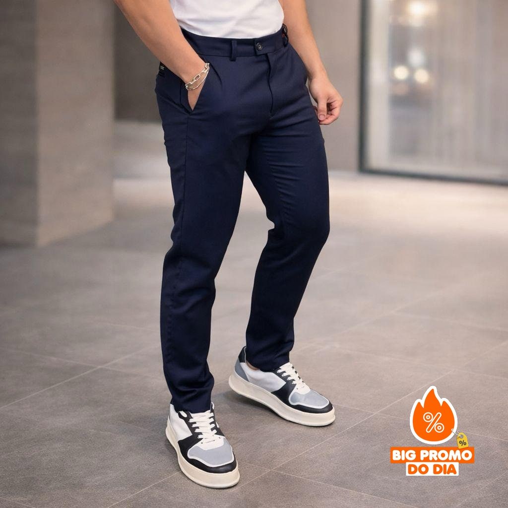 Calça Social Alfaiataria Malha Elastano Stretch