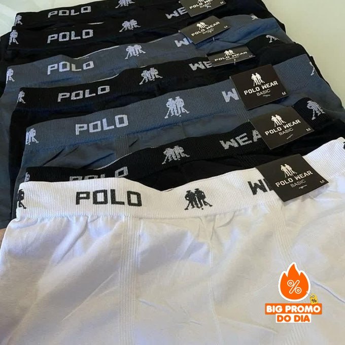 🩲 Kit 10 Cuecas Boxer Lisa Polo Wear Sortido