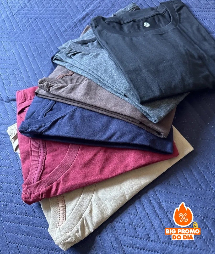 Kit 7 Camisetas Basica Lisa Algodão Premium
