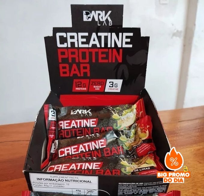 Creatine Protein Bar 12 Un 45g Dark Lab Sabor Torta de Limão