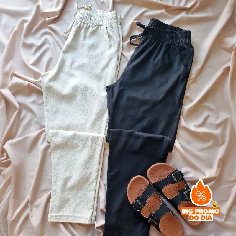 Calça Linho Masculino Social Casual Com Bolsos