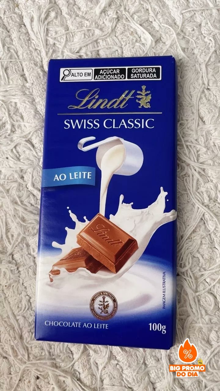 Barra De Chocolate Lindt Swiss Classic Ao Leite 100g