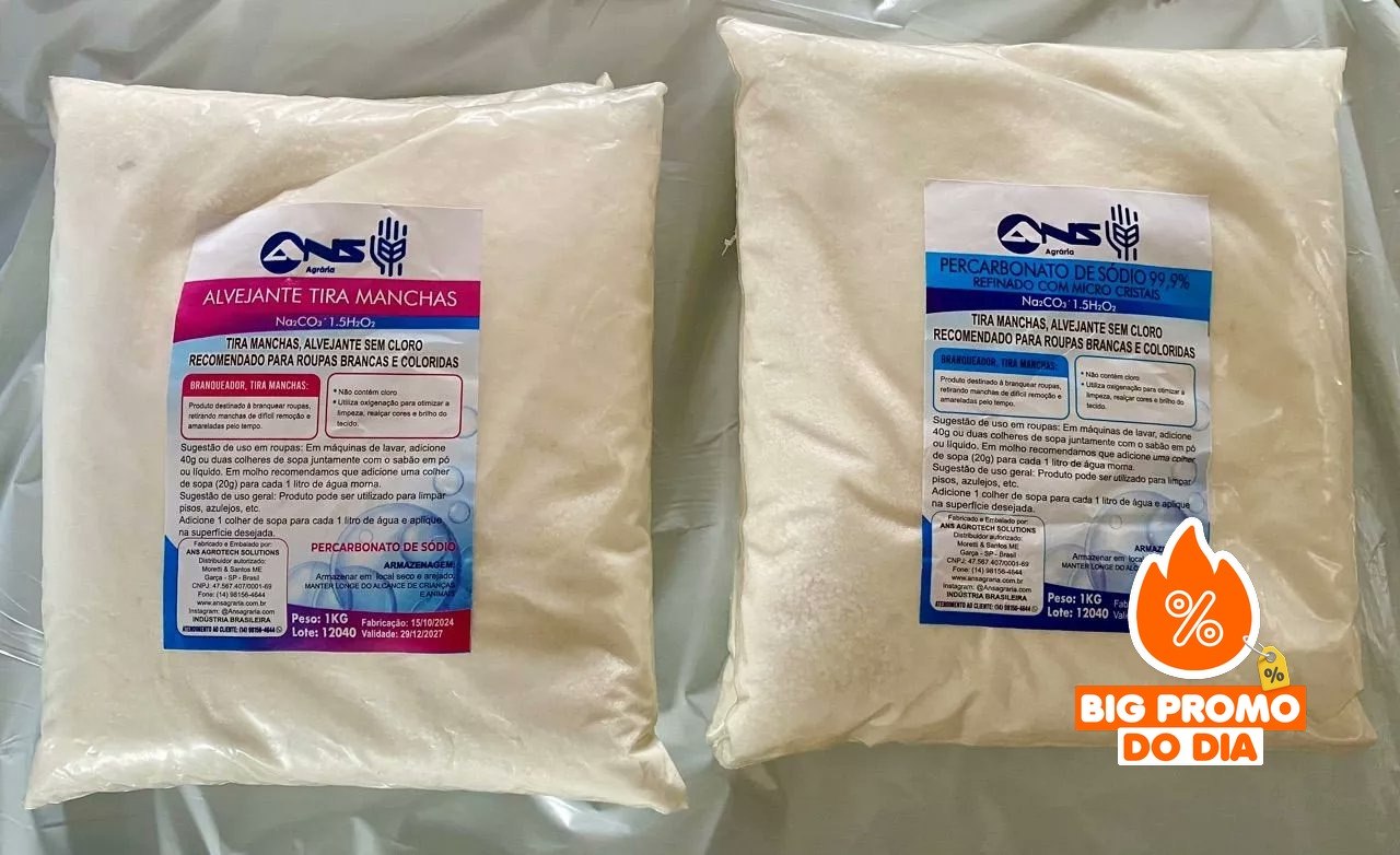 Tira Manchas Alvejante 1kg + Percarbonato de Sódio 1kg