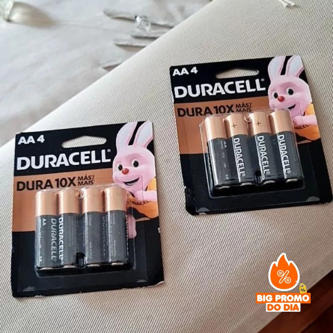 Pilha alcalina AA Pequena Duracell - 4 unidades