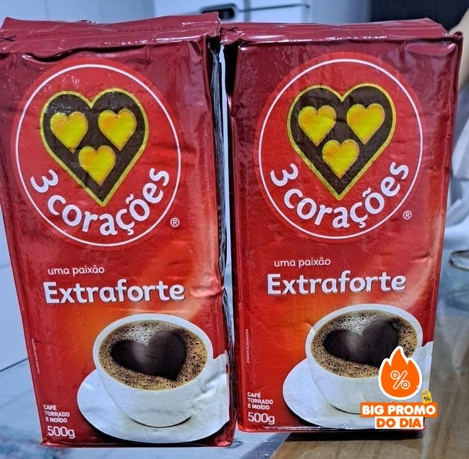 ️ 3 Corações Café Torrado e Moído Extra Forte, 500g