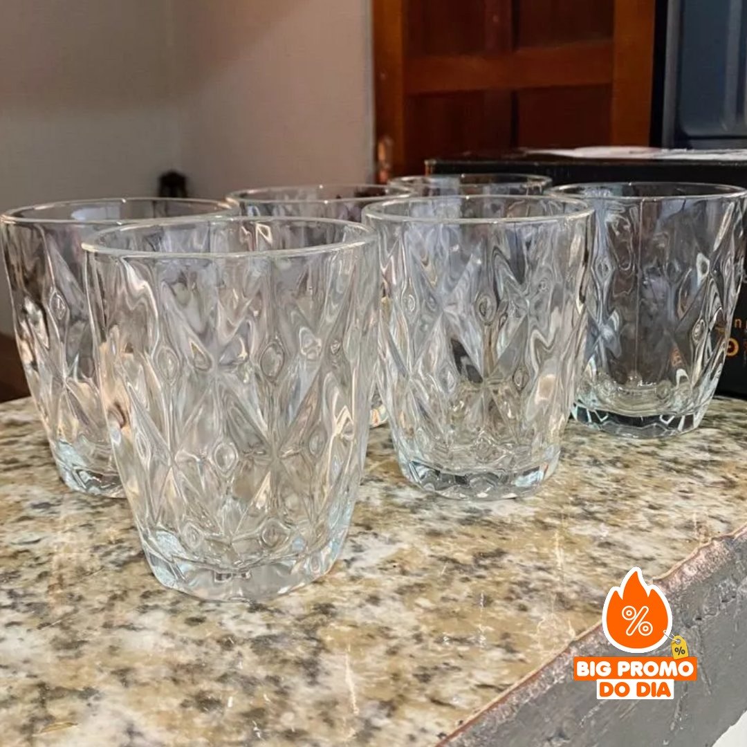 Jogo 6 Copos Diamond Vidro 300ml