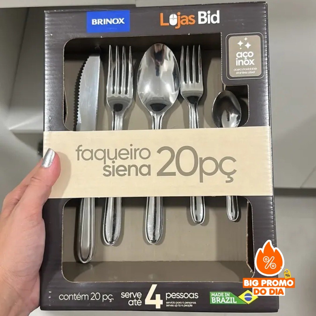 Faqueiro De Aço Inox Siena 20 Peças