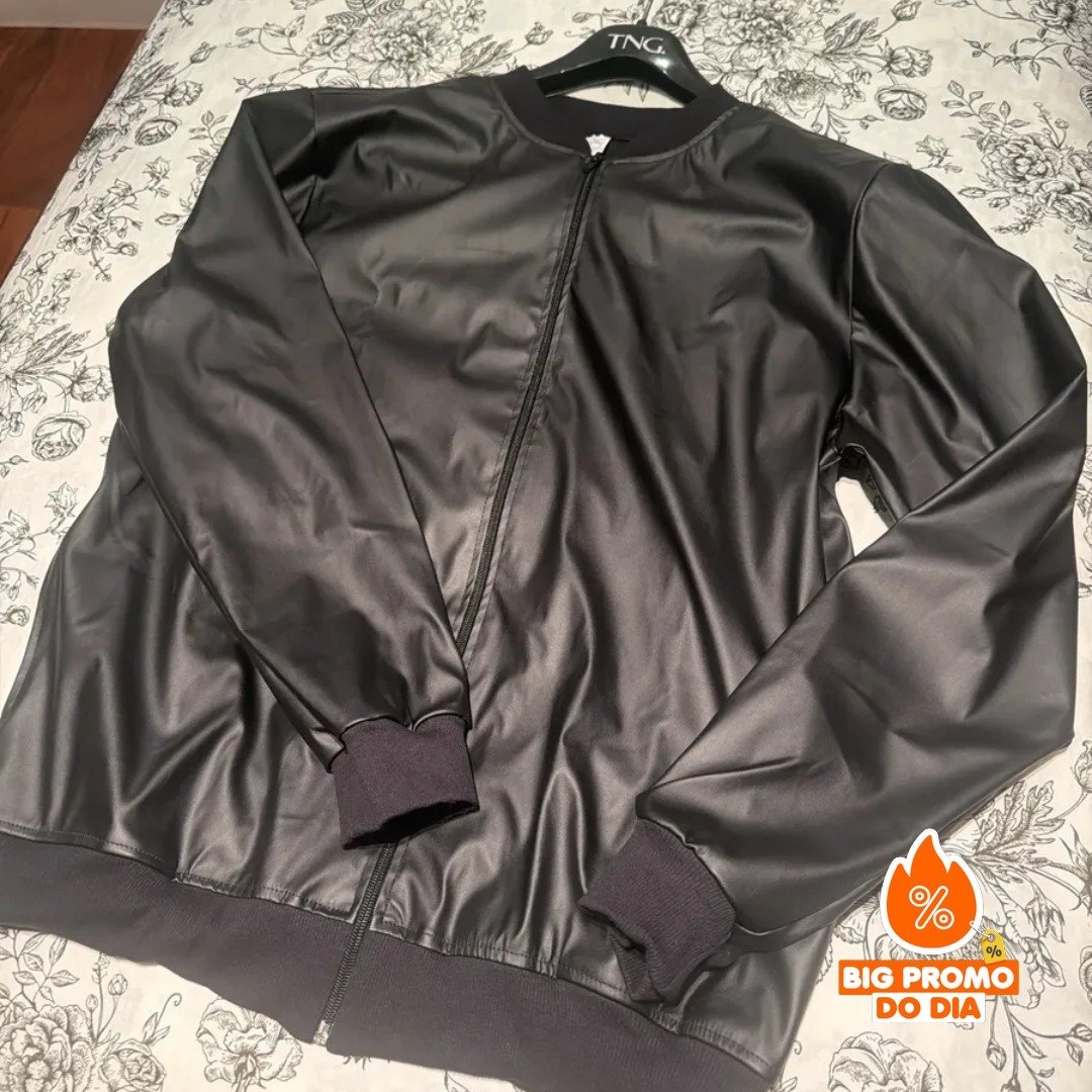 Jaqueta Bomber Courino Com Zíper E Bolso