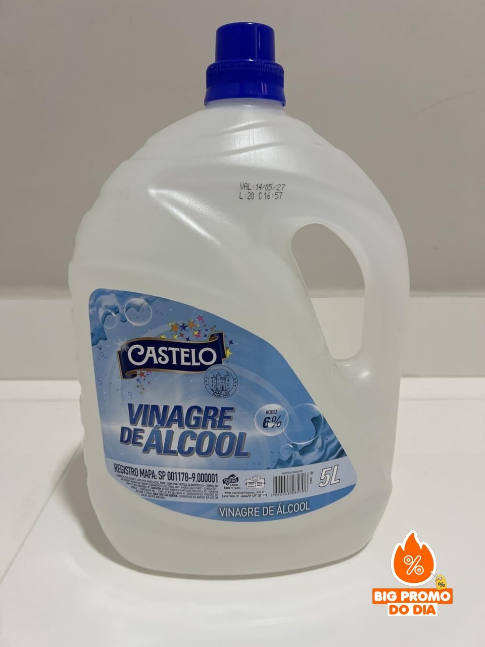 Vinagre de Álcool Concentrado 6% Castelo 5L