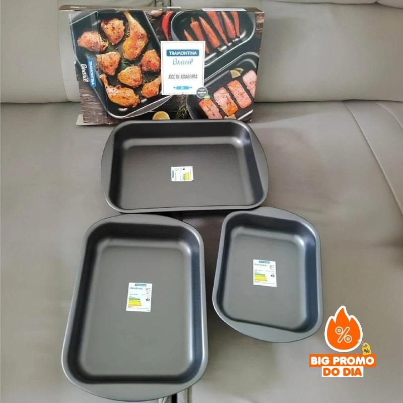 Jogo de Assadeiras Brasil Starflon Max 3 peças Tramontina