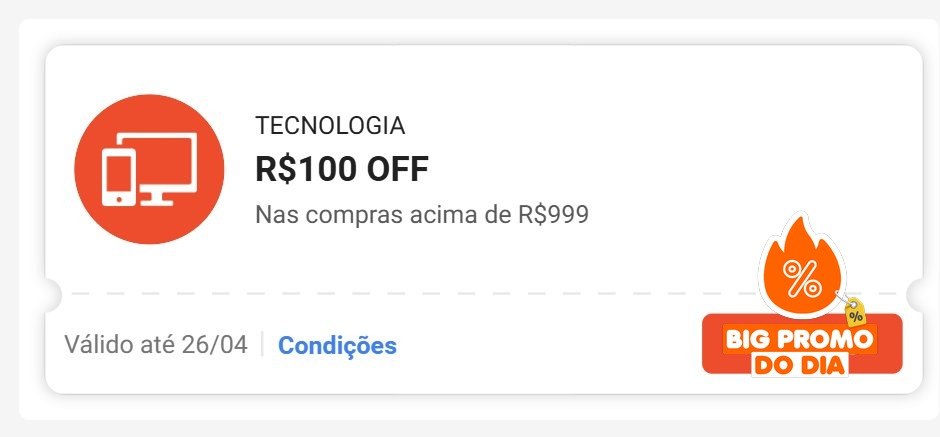 ️ R$100 OFF em R$999