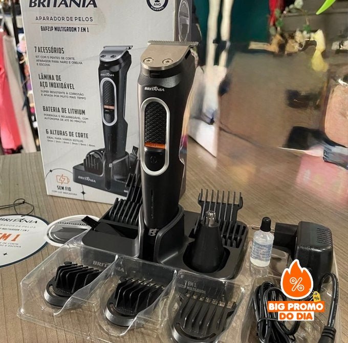 Aparador De Pelos Bap21p Multigroom 7 Em 1 Britânia Bivolt Preto