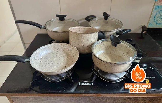 Jogo De Panelas 8 Peças Teflon Antiaderente C Tampa