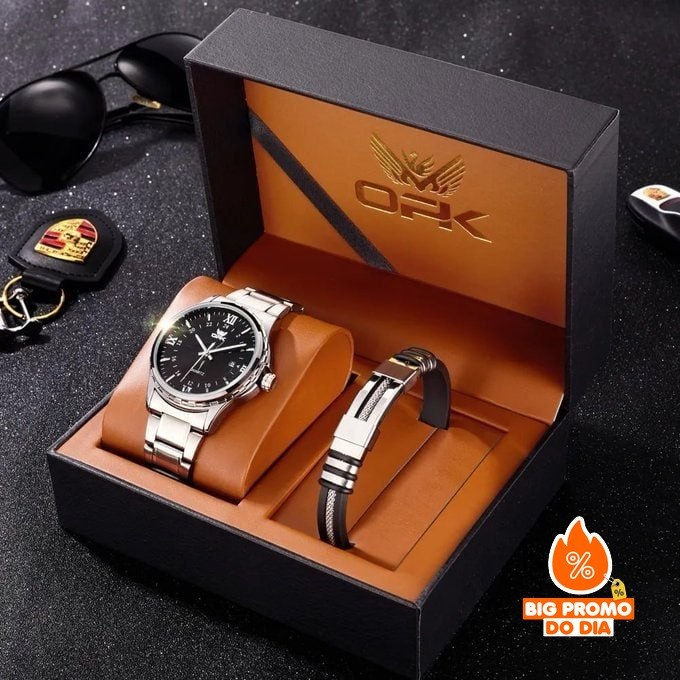 Opk Conjunto De Relógio E Pulseira Luxo 6003