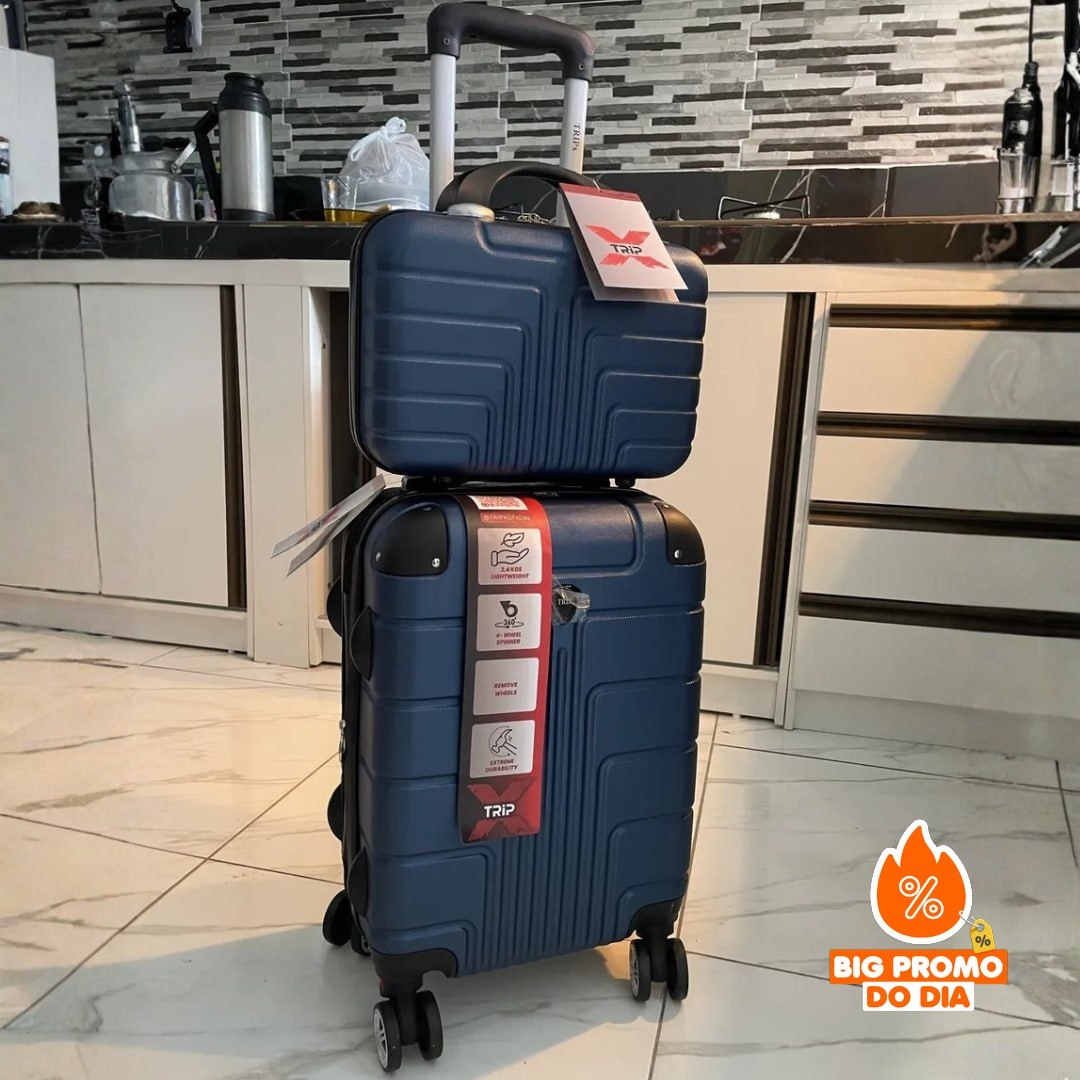 Mala de Bordo + Frasqueira Viagem Rodinhas 360° ABS