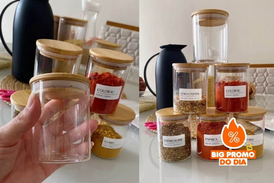 Kit 06 Potes Vidro Hermético 200ml