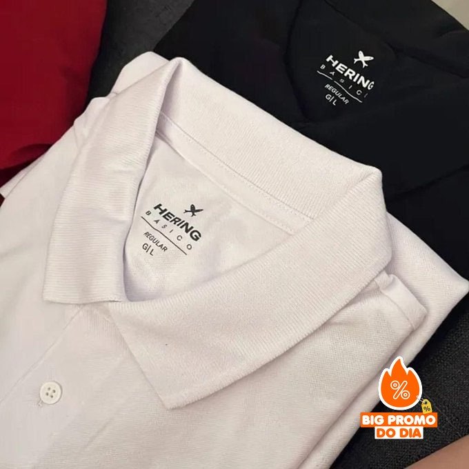 Kit com 2 Camisas Polo Básicas Hering - Opções de Cores