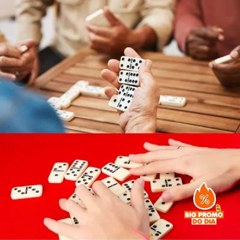 Jogo de Dominó Profissional de Osso com 28 Peças