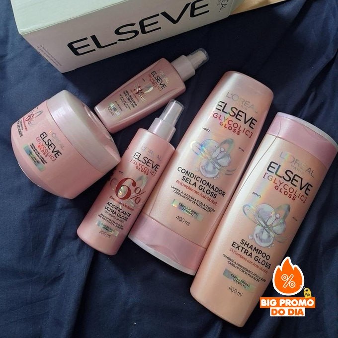 Kit L'Oréal Paris Elseve Glycolic Gloss (Shampoo + Condicionador + Máscara + Acidificante + Sérum)