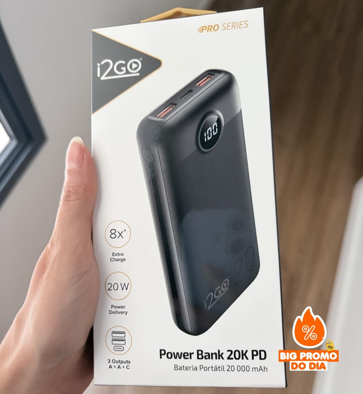 ️ I2GO, Carregador Portátil  Ultra Rápido 20000mAh, 20W