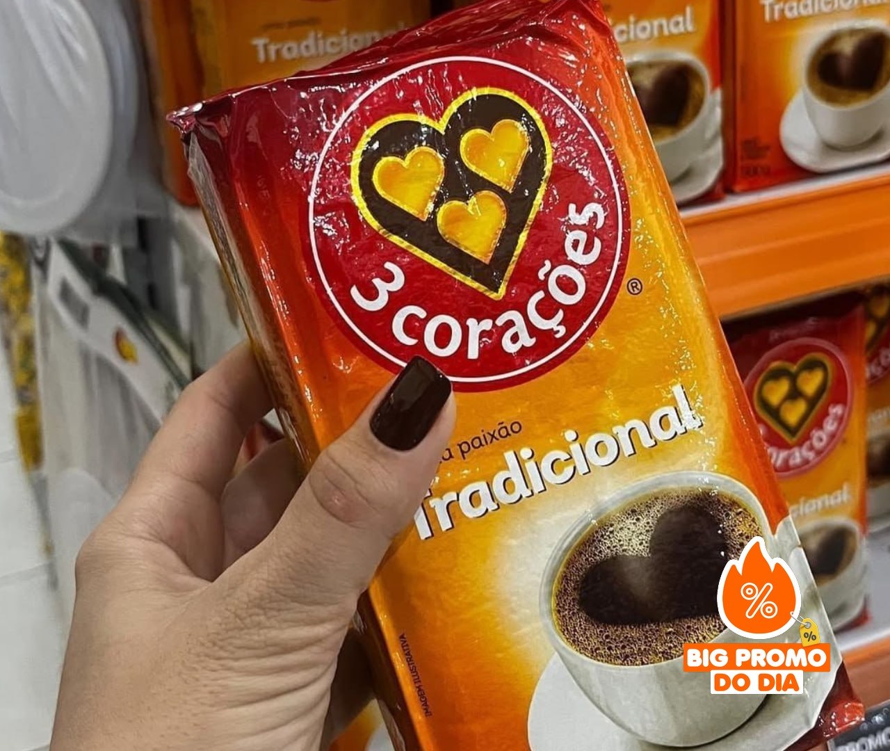️ 3 Corações Café Torrado e Moído Tradicional, 500g