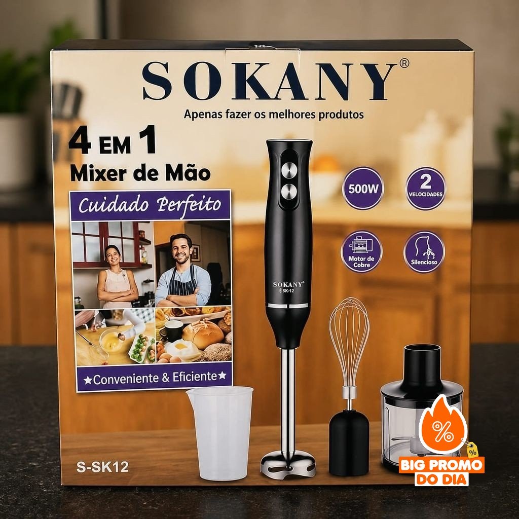 Mixer Vertical Turbo 4 em1 Moedor Processador Alimentos Inox - (Shopee)