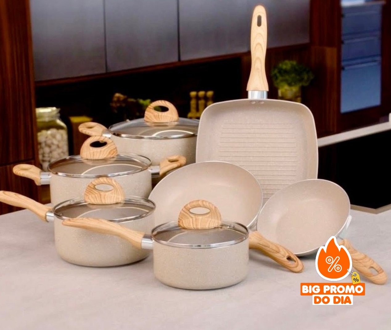Jogo de Panelas 7 Peças Smart Plus Areia Brinox