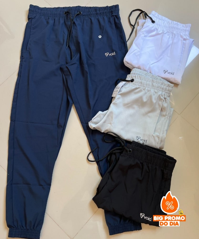 Kit com 3 Calças Jogger Tactel Com Elastano Ziper - Opção de Cores