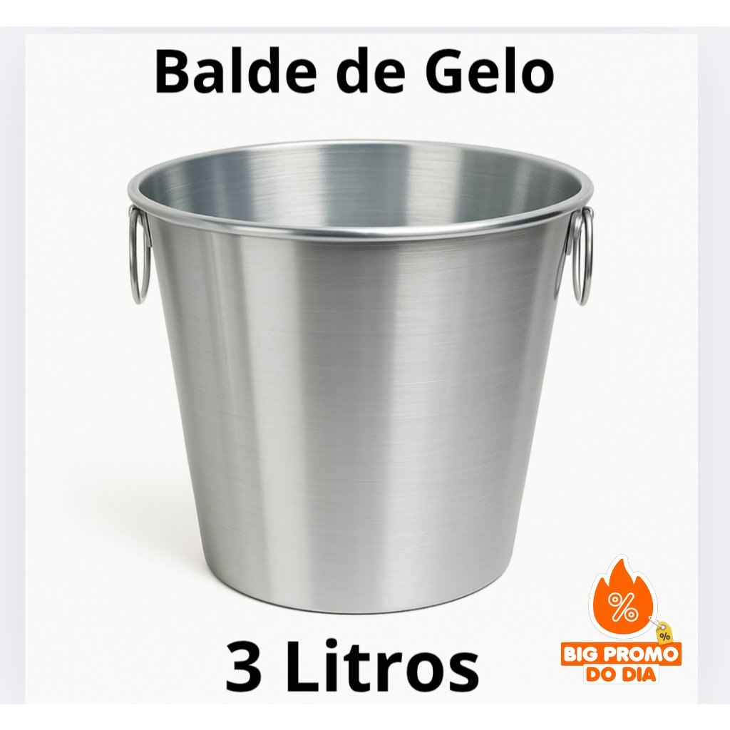 Balde de Gelo em Alumínio Reforçado 3 Litros - (Shopee)