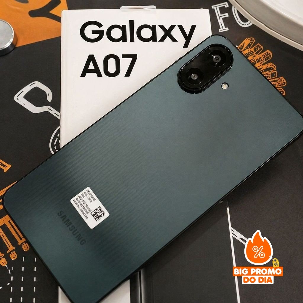 Celular Galaxy A07 Tela 6.7 128GB 4G 90Hz Câmera Dupla 50MP Preto Samsung - (Shopee)