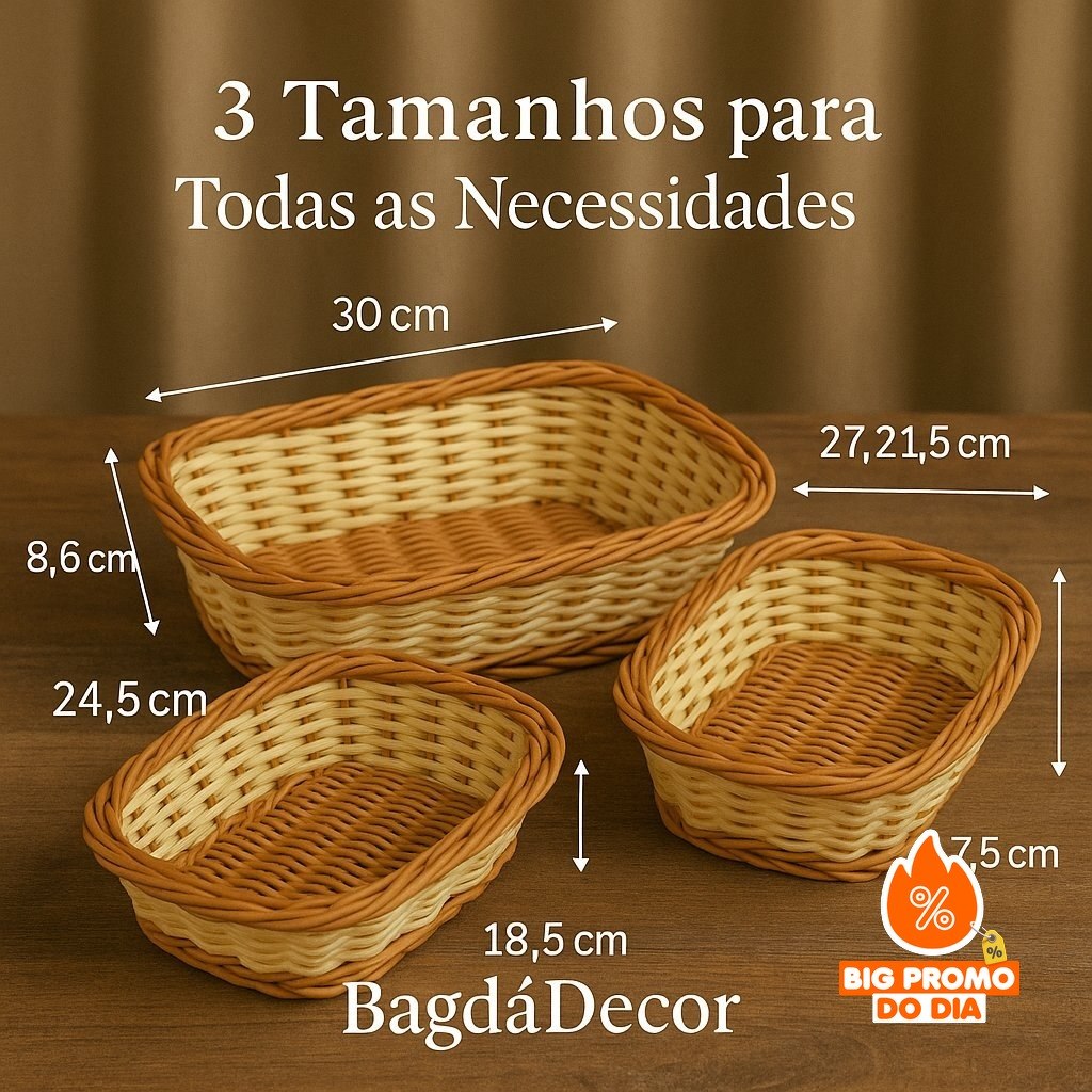 Cesto Organizador de Pão e Frutas em Retangular - (Shopee)